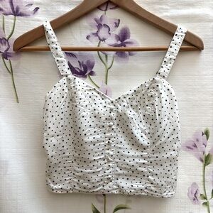 Abercrombie & Fitch White Star Cropped Tank Top Smocked